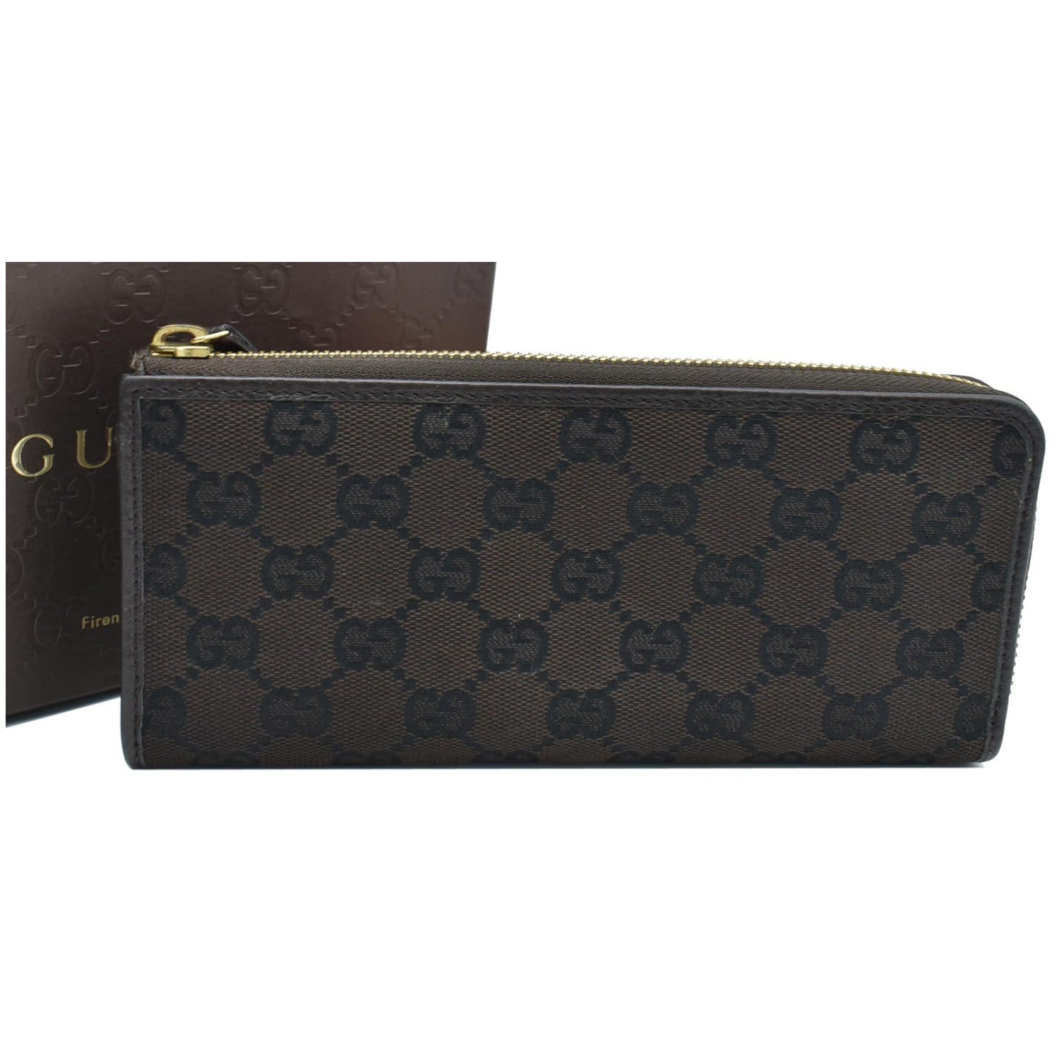 Gucci Web Beige Gg Canvas/Brown leather Long Wallet 353651 Zip Around at   Women's Clothing store