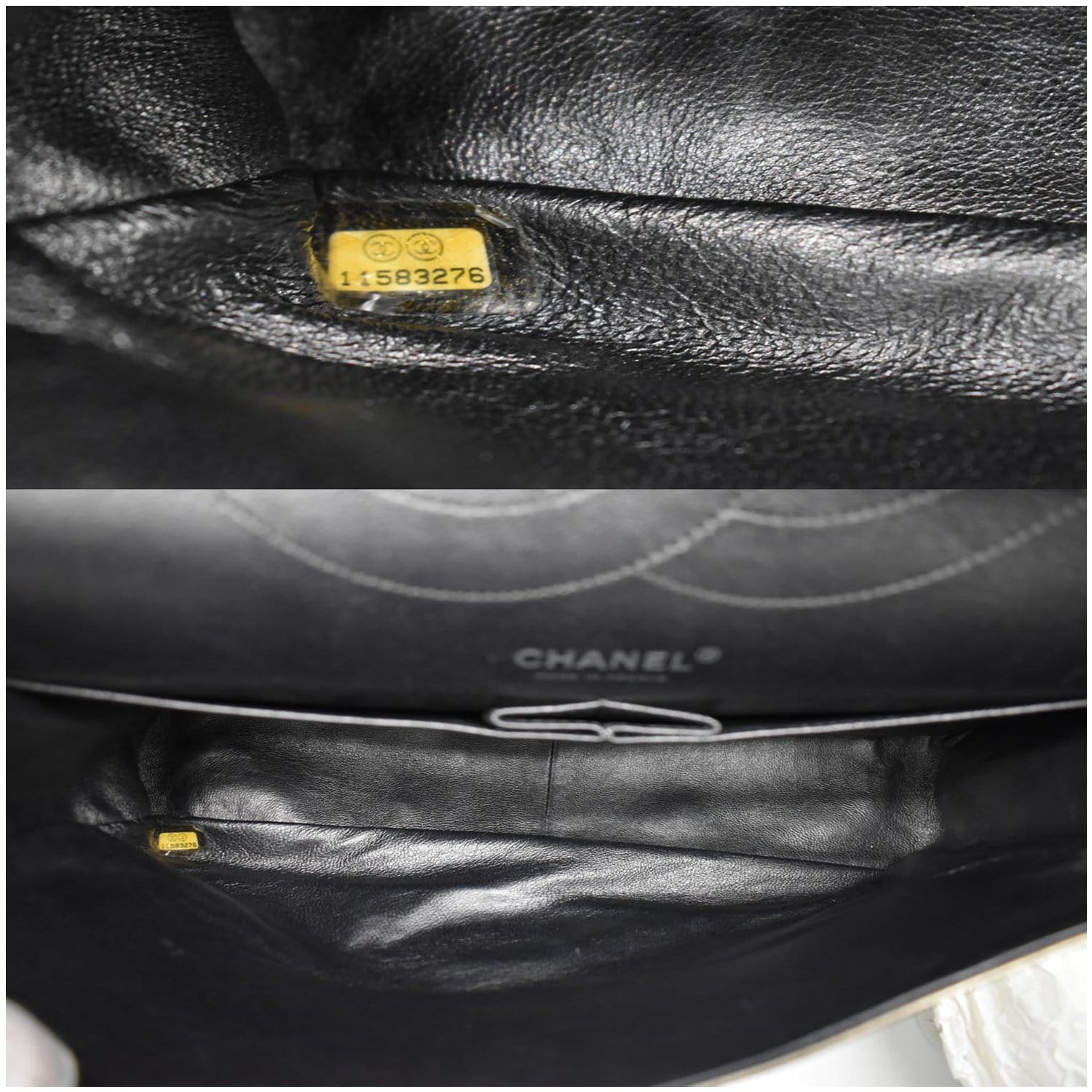 2.55 Handbag, Shiny crumpled calfskin & gold-tone metal, dark grey —  Fashion