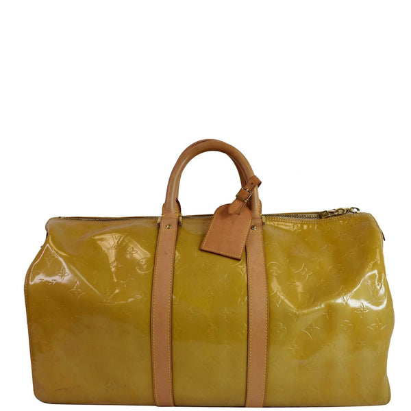 LOUIS VUITTON Keepall 45 Vernis Travel Bag Yellow