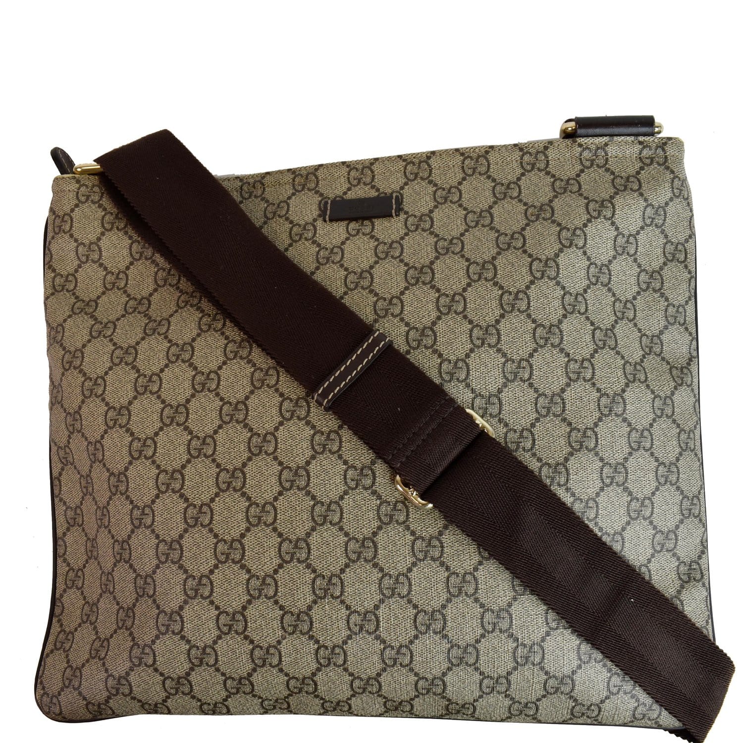 Gucci Gg Supreme Messenger Bag In Beige,brown