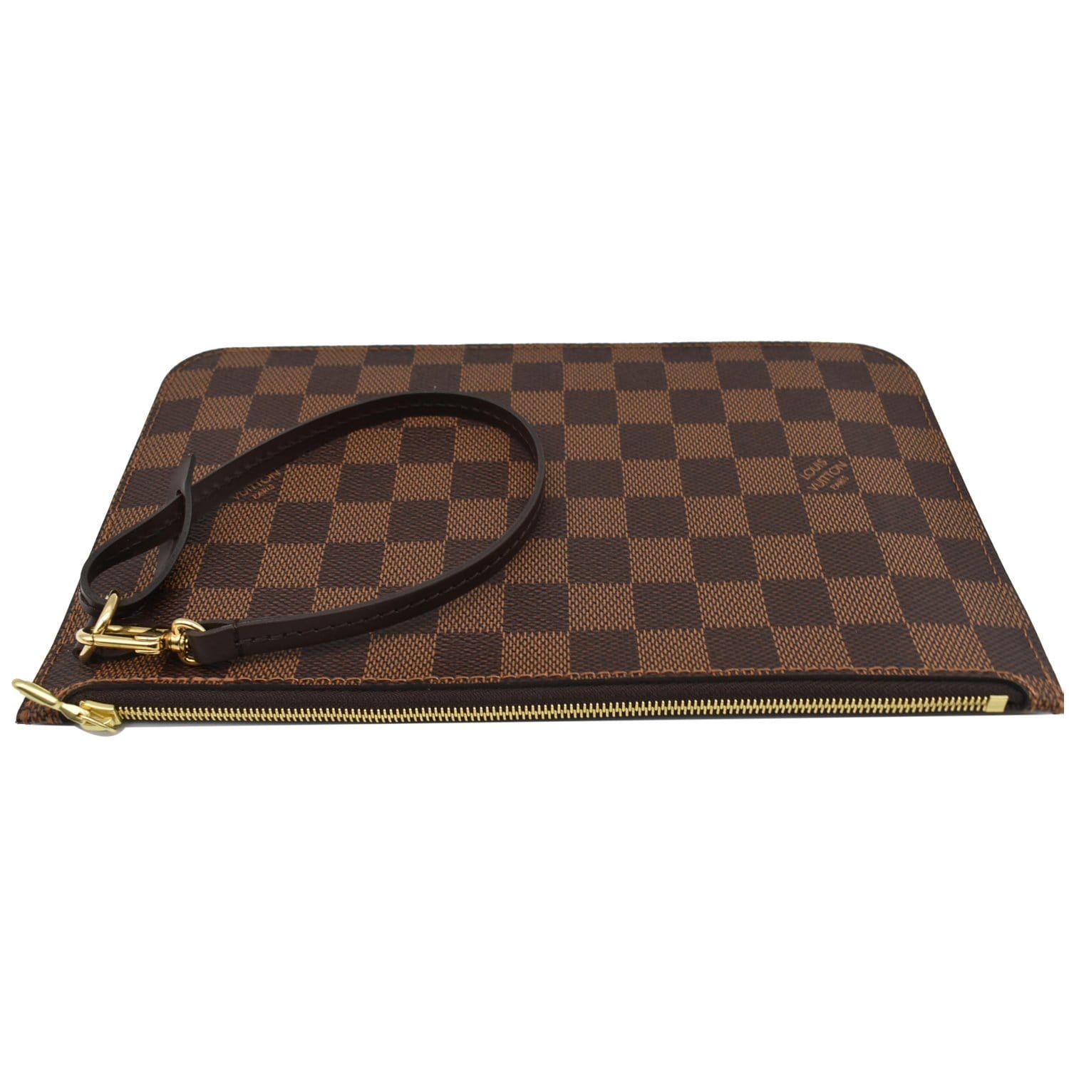 Louis Vuitton Small Damier Ebene Neverfull Pochette PM Wristlet Pouch  Leather ref.575106 - Joli Closet