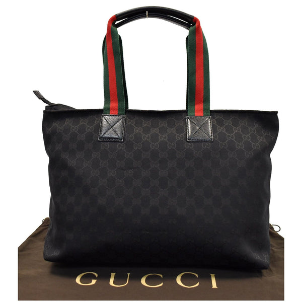 Gucci GG Monogram Canvas Web Large Diaper Handbag Black