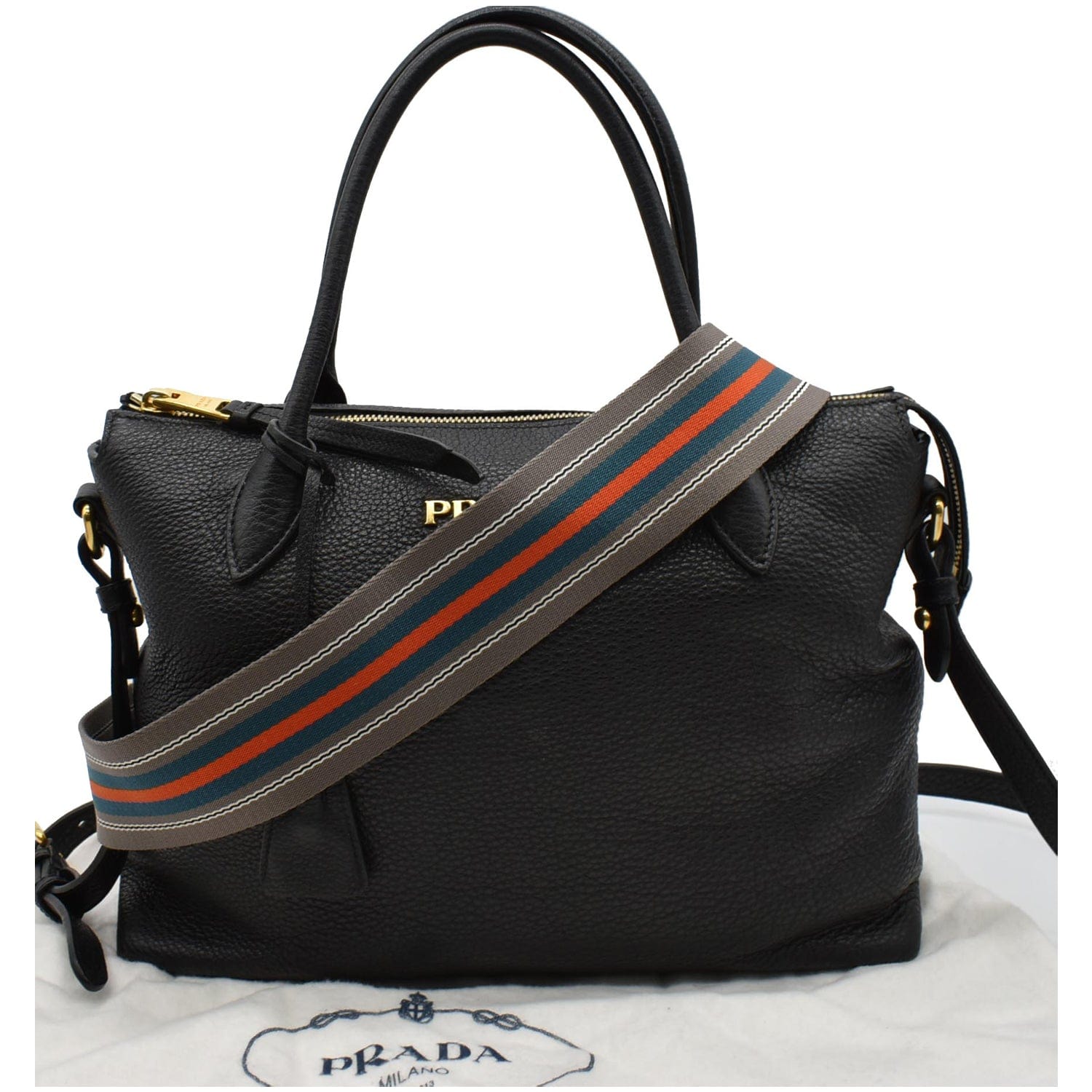 Prada Black Vitello Leather Crossbody Bag