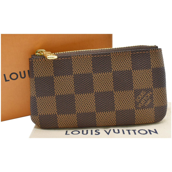 LOUIS VUITTON Pochette Key Cles Damier Ebene Coin Case Brown