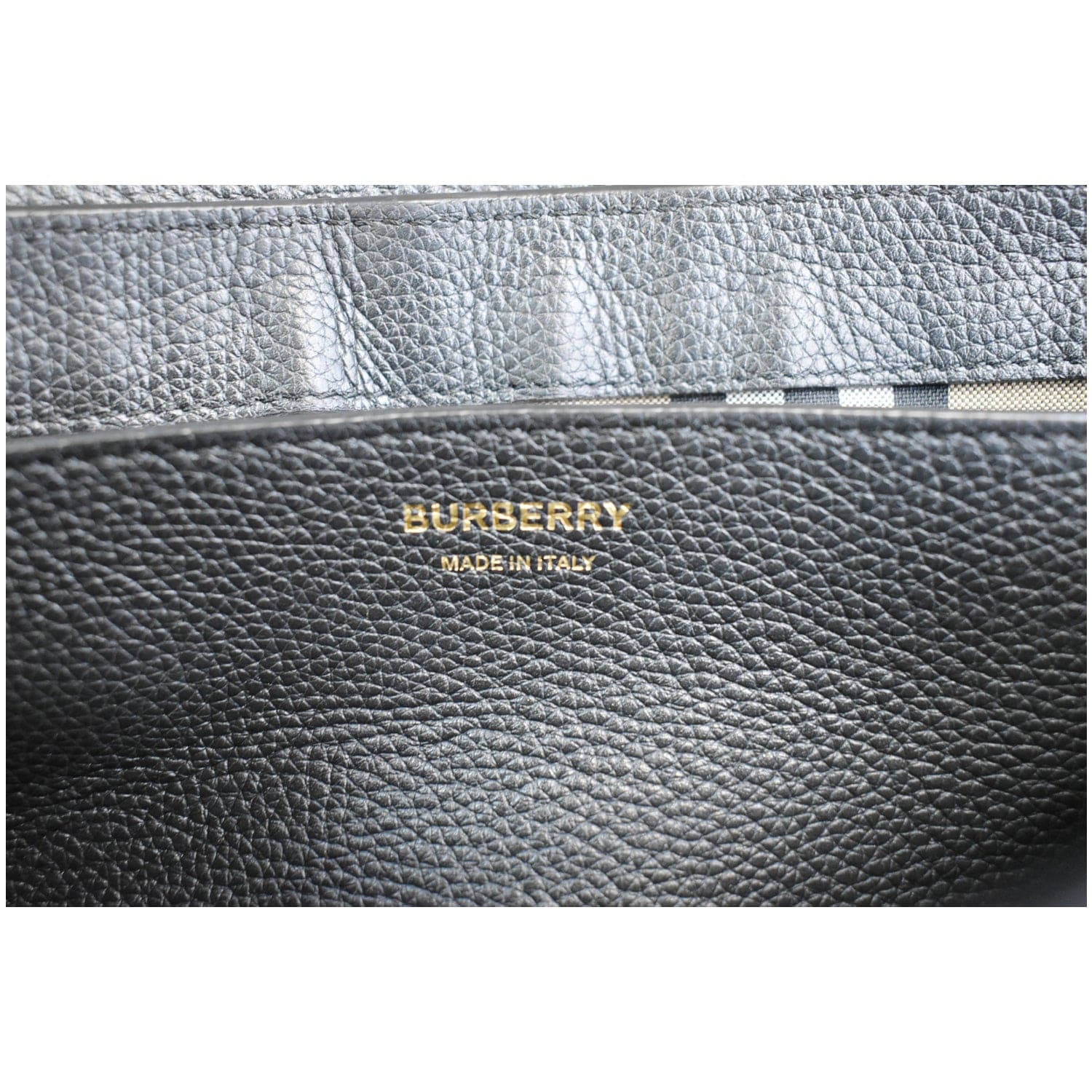 BURBERRY Grainy Calfskin Vintage Check Note Crossbody Bag Black
