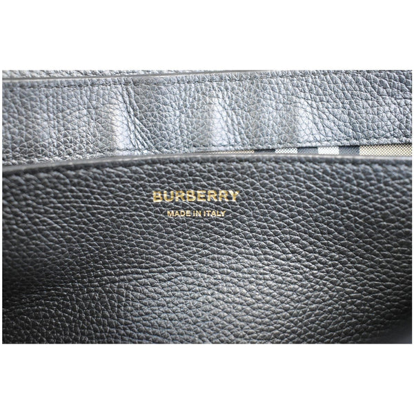 BURBERRY Vintage Check Note Grainy Leather Crossbody Bag Black