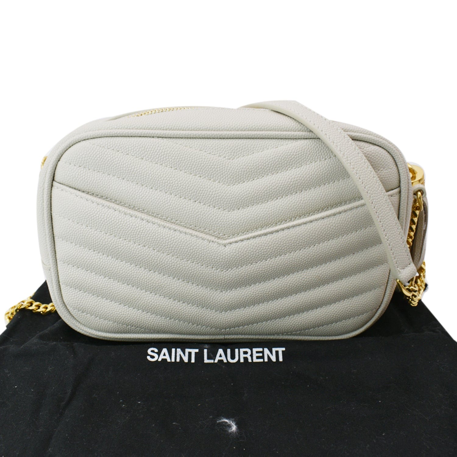 Saint Laurent Beige Canvas Mini Lou Chain Bag Saint Laurent