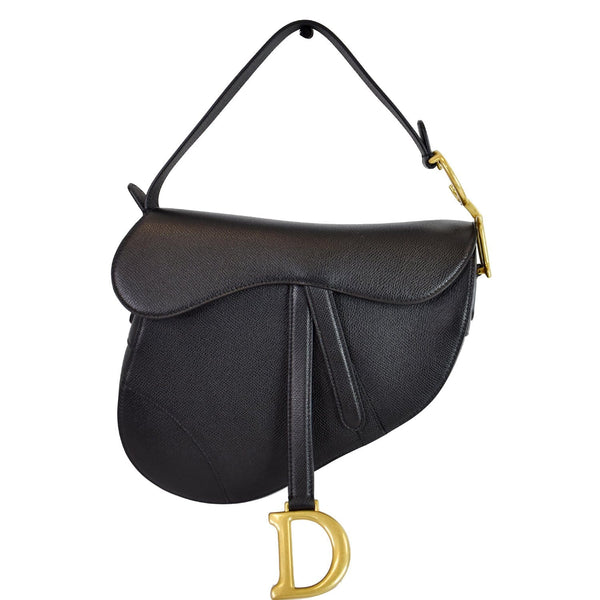 CHRISTIAN DIOR Saddle Leather Shoulder Bag Black