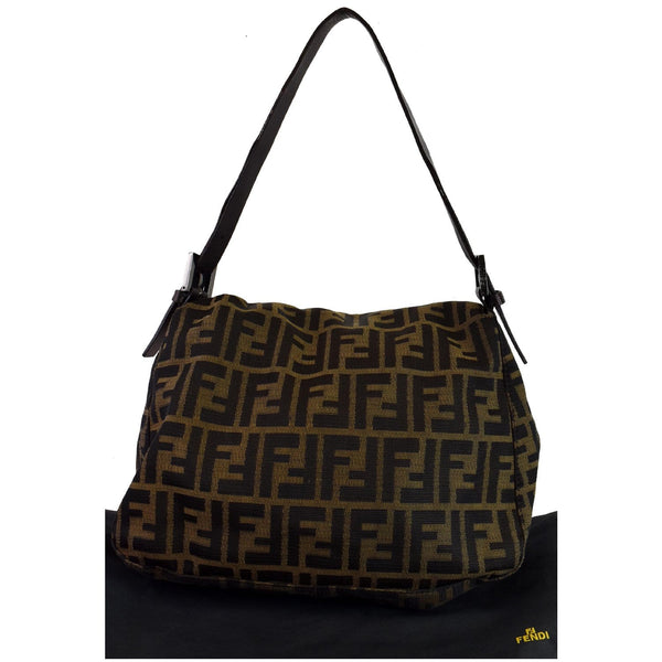 FENDI Zucchino Canvas Mini Mama Baguette Shoulder Bag Brown