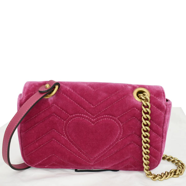 GUCCI GG Marmont Velvet Mini Shoulder Crossbody Bag Pink 446744