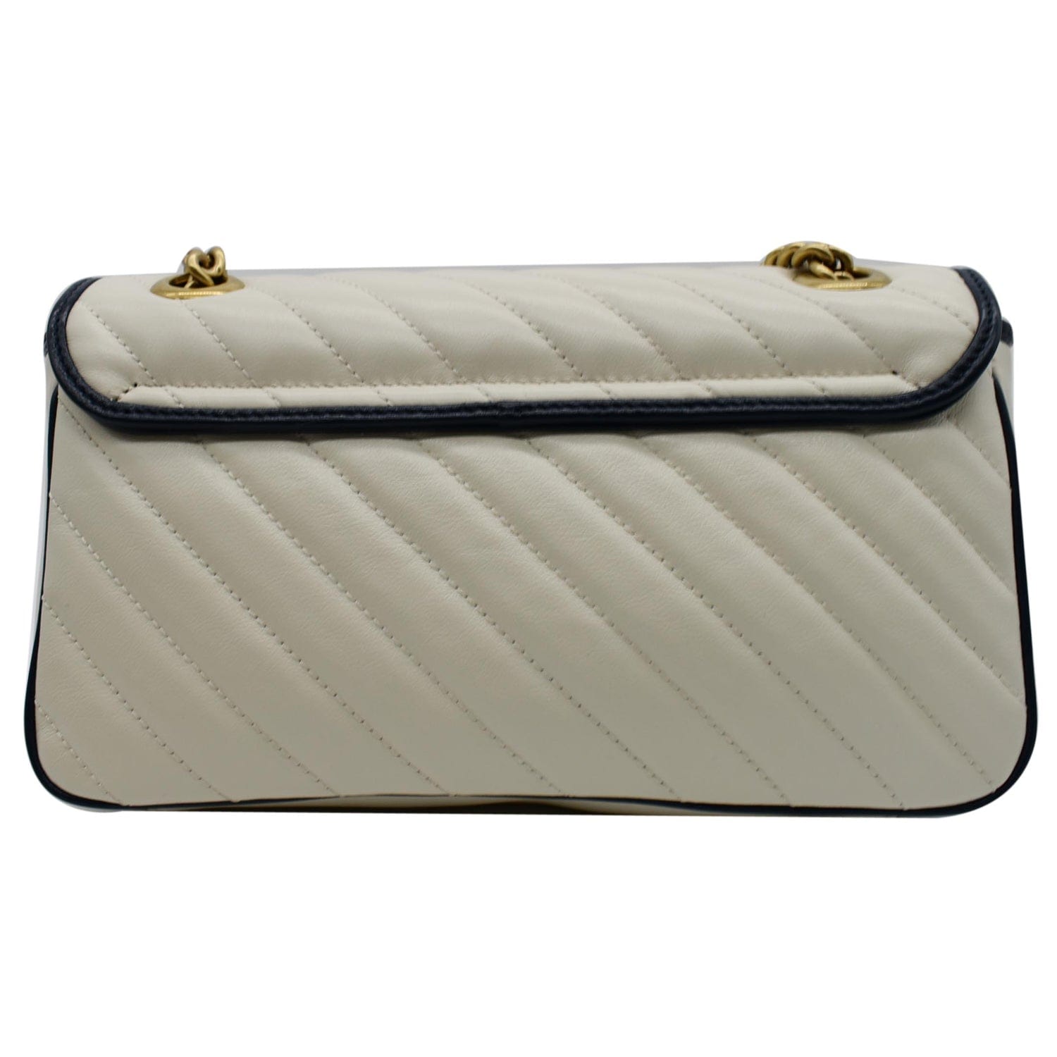 GUCCI Calfskin Matelasse Small GG Marmont Shoulder Bag White 1290747