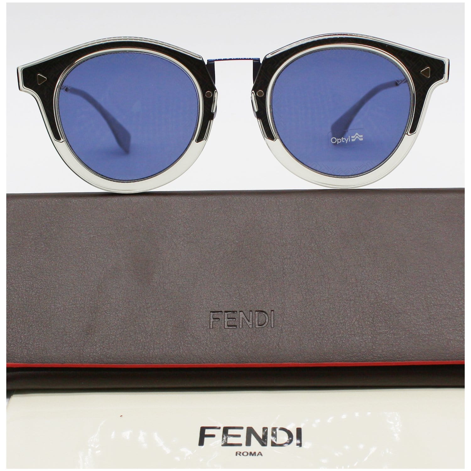 Fendi Fe40041u Blue Monogram Mirror Ff Aviator Sunglasses in Black