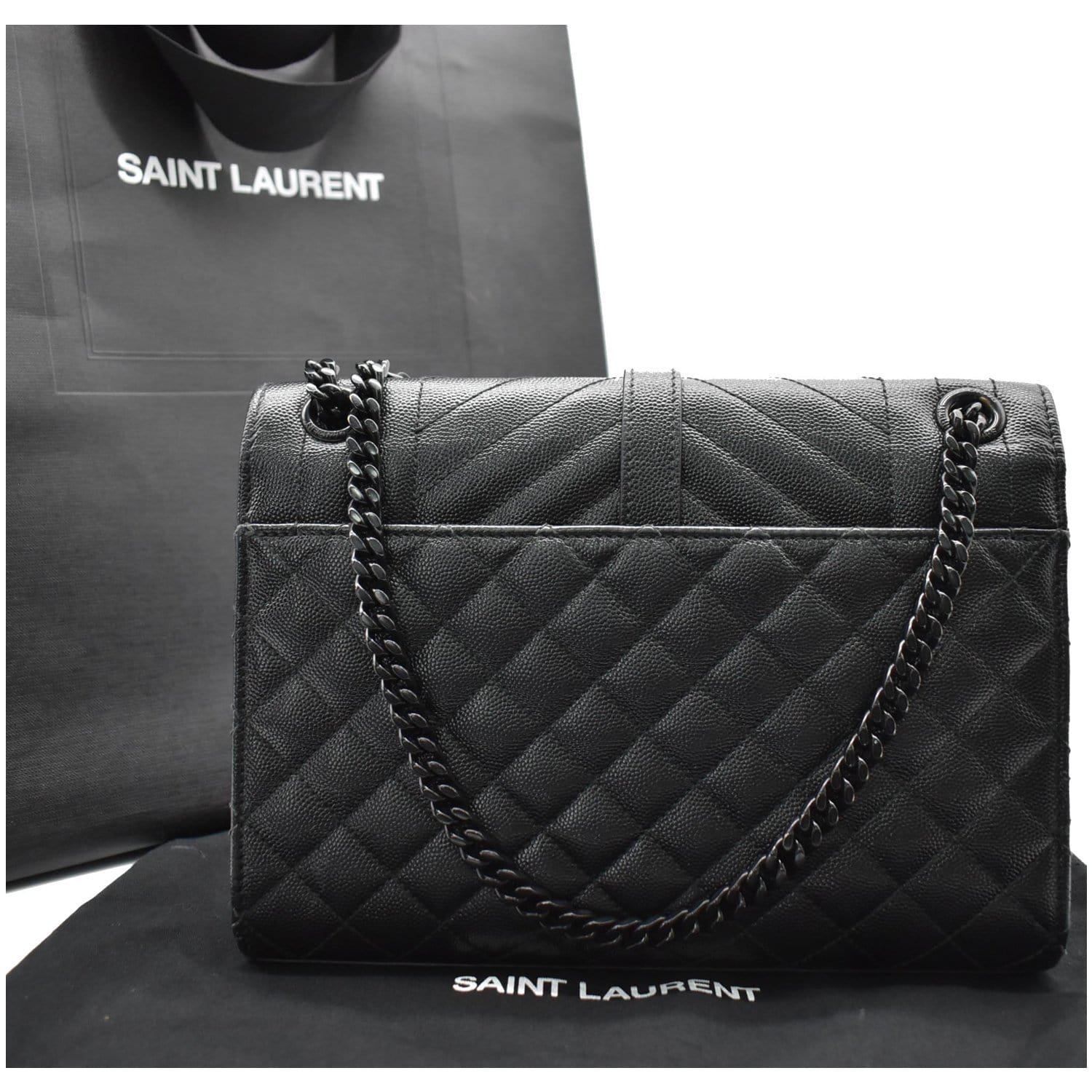 Saint Laurent Medium Tri-Quilt Monogram Envelope Bag - Black