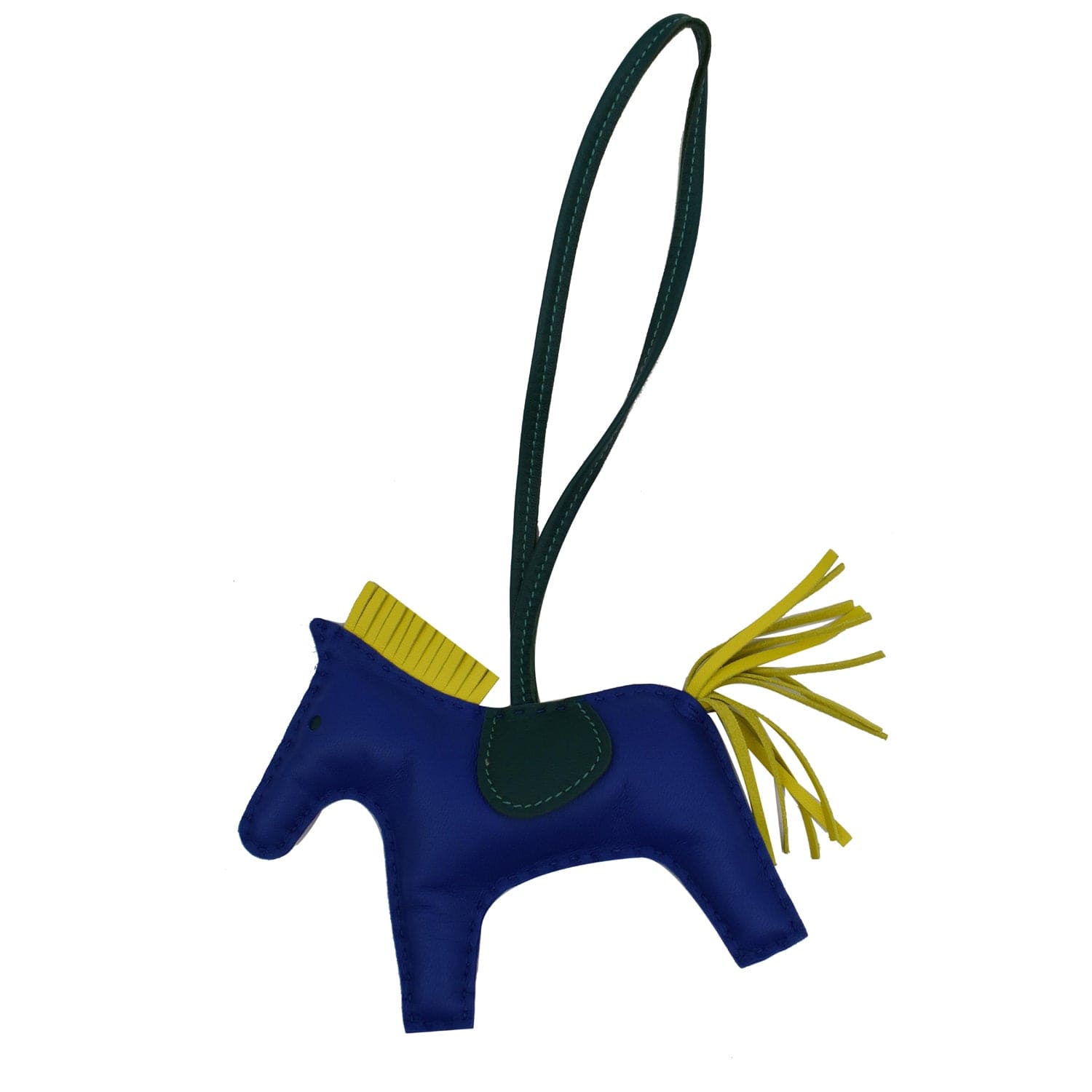 SPECIAL! Authentic NEW Hermes Rodeo Horse Hair bag charm Celeste Blue Lime  MM