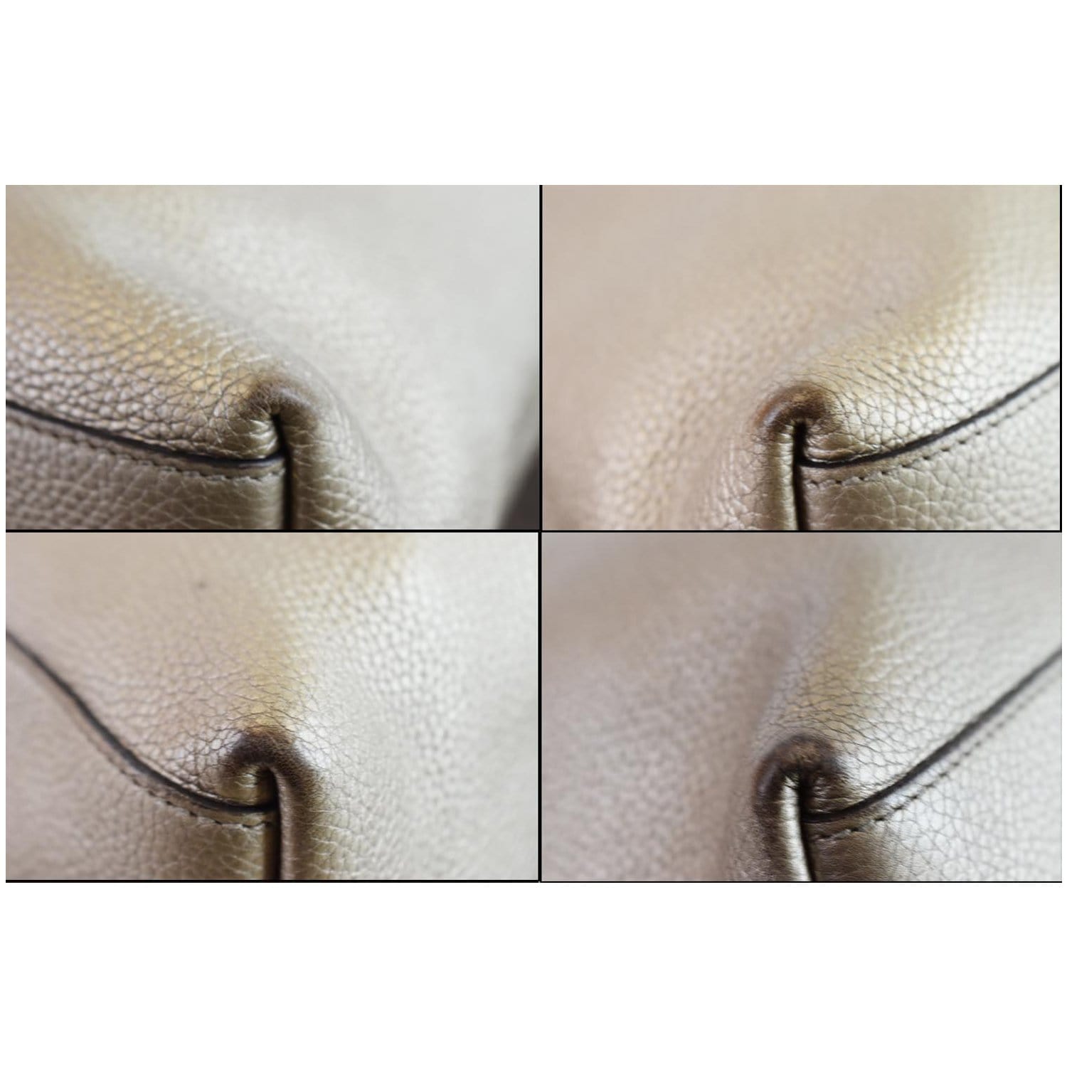 Gucci Soho Off-White Chain Strap Pebbled Calfskin Shoulder Bag 