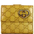 GUCCI Lovely Heart Guccissima Leather French Flap Wallet Gold 245727