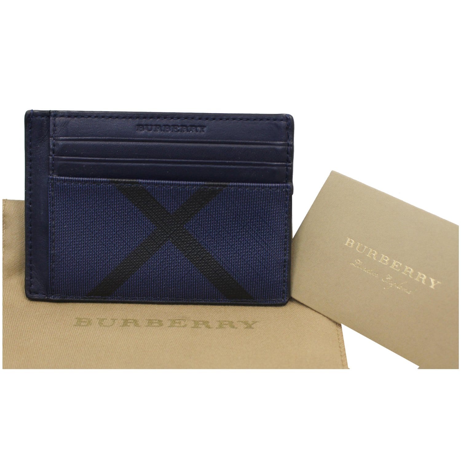 Burberry Men's Check & Leather Card Case