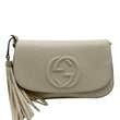 GUCCI Soho Chain Flap Leather Crossbody Bag White 536224