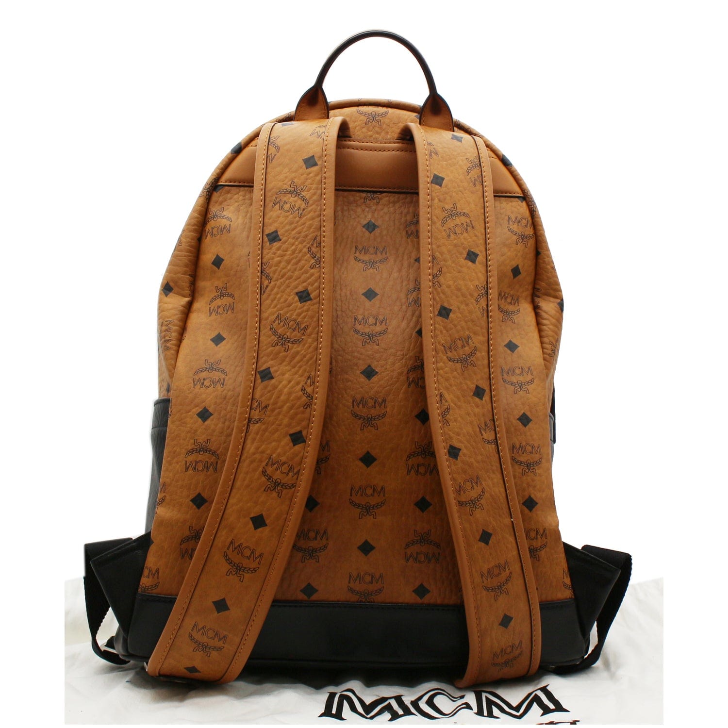 MCM Stark Backpack Visetos M Studs Medium Cognac in Coated Canvas