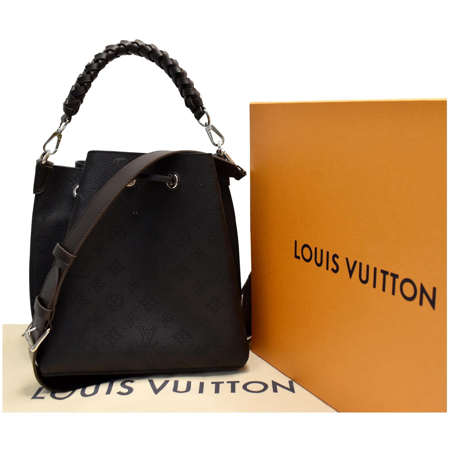 Authentic Louis Vuitton Black Mahina Perforated Calfskin Leather