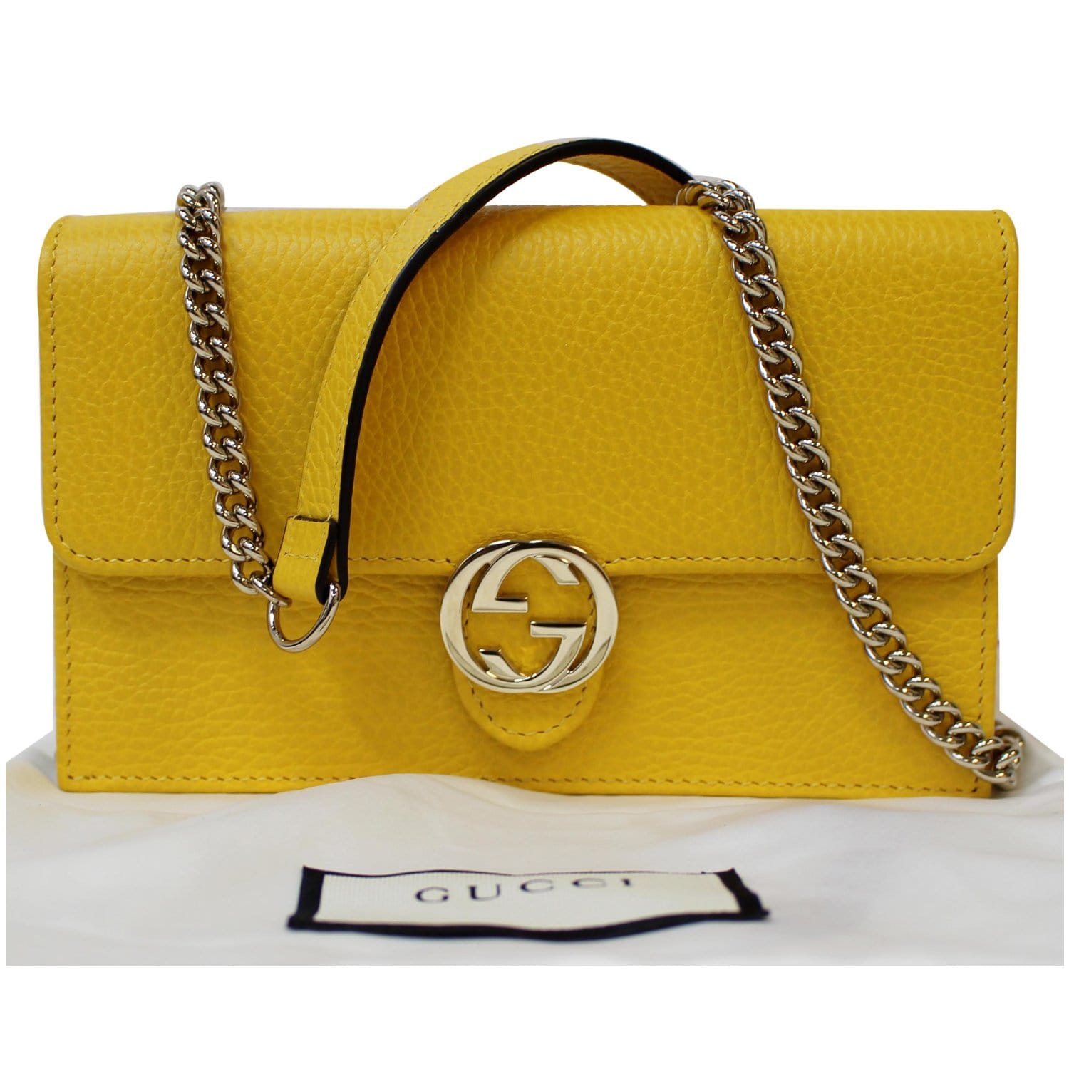 Gucci Icon GG Interlocking Wallet On Chain Black Crossbody Bag 615523 Black