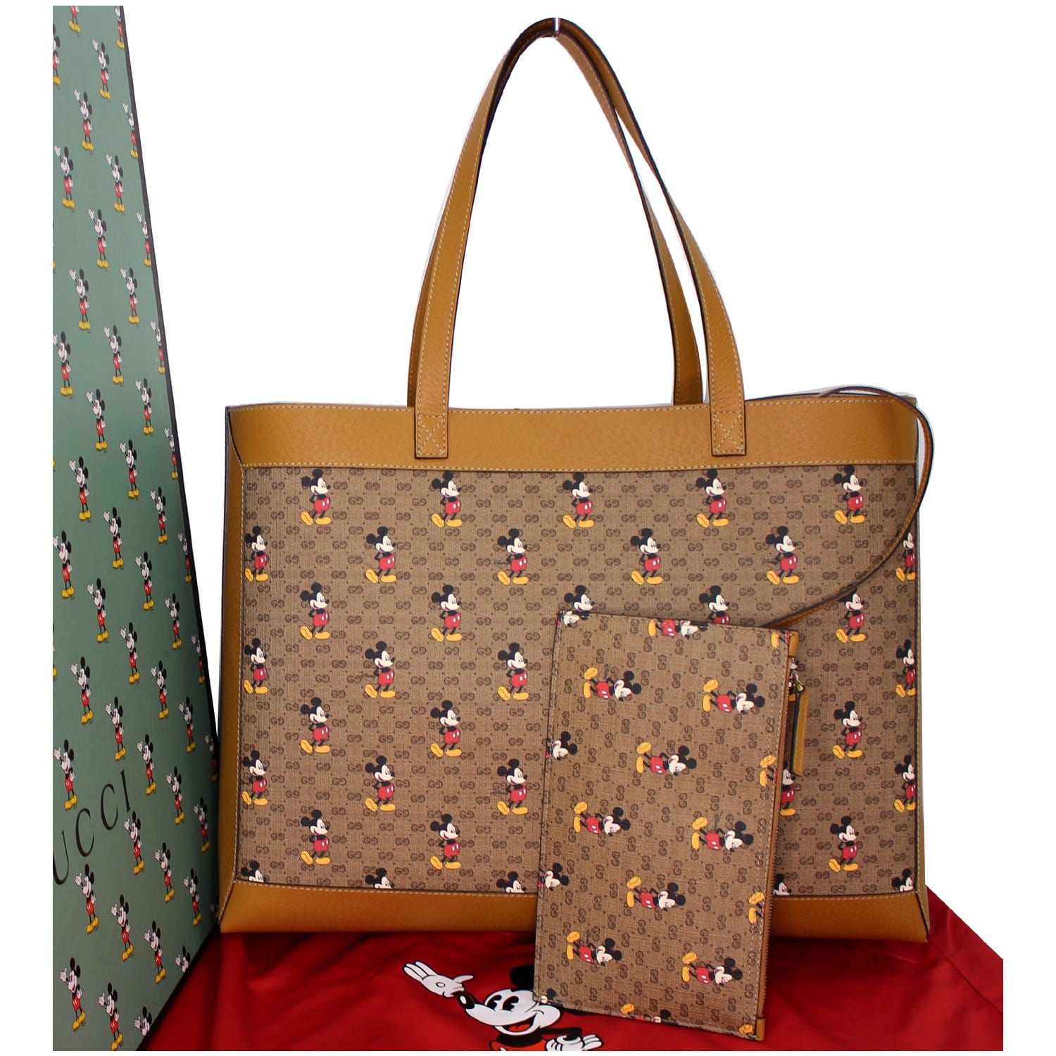 Gucci Gucci Tote Bag Mini Gg Supreme 547947 Disney Mickey Pvc Leather Beige  Gold Hardware Women's Auction