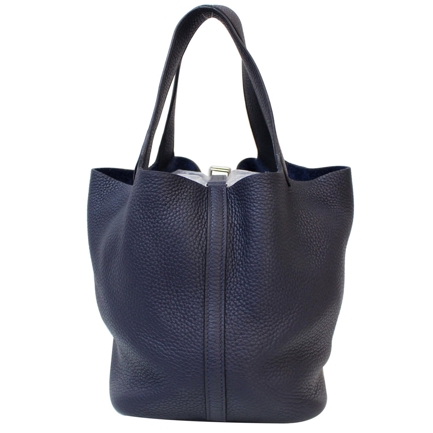 ep_vintage luxury Store - Clemence - Lock - HERMES - Hermes handbag in navy  blue leather taurillon clémence and navy blue suede - Hand - Blue – dct -  MM - Taurillon - Picotin - Bag - Deep