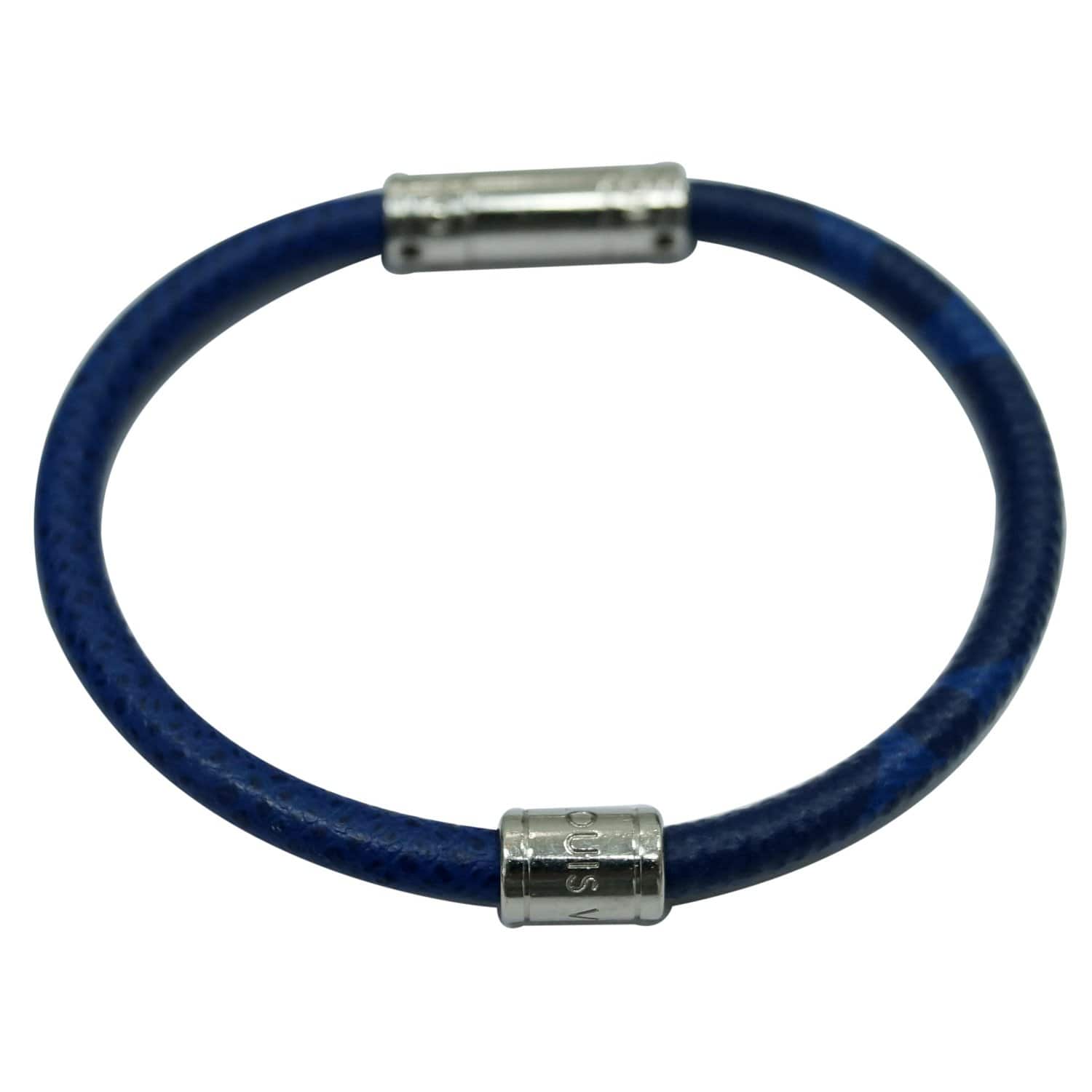Louis Vuitton Neo Split Bracelet Lagoon Blue in Taiga Calf Leather/Canvas  with Silver-tone - US