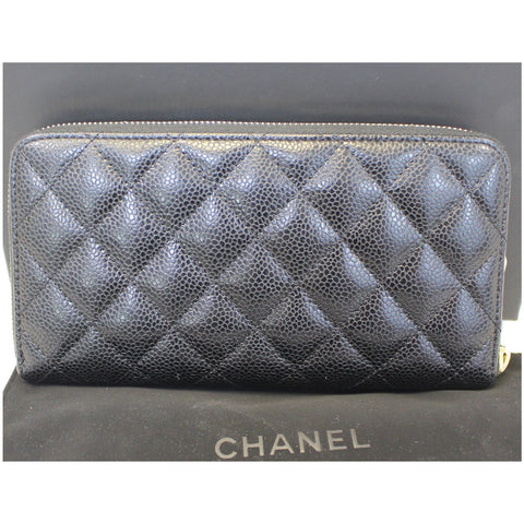 CHANEL Black Caviar Leather Zippy Wallet Black-US