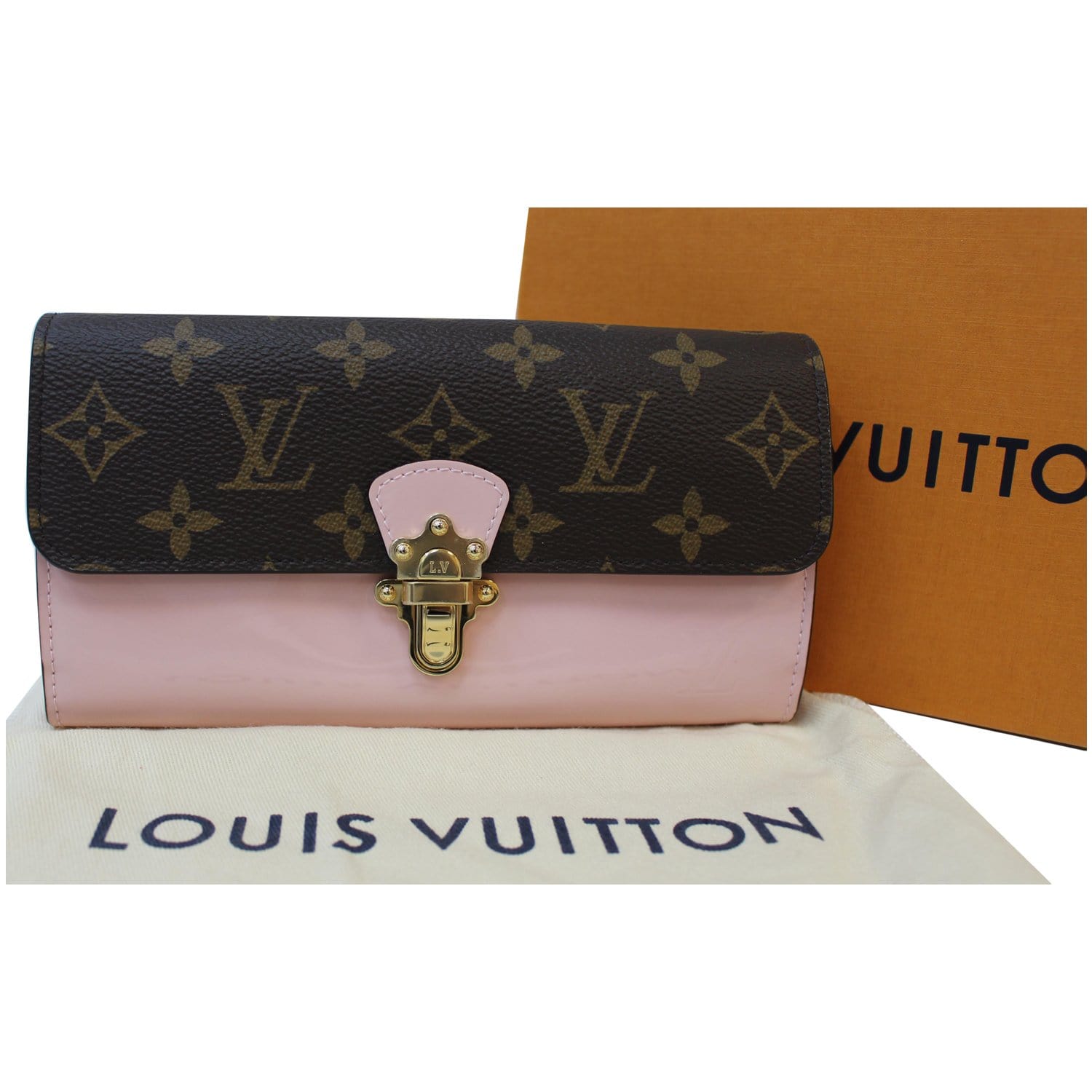 Louis Vuitton Cherrywood Chain Wallet Vernis with Monogram Canvas
