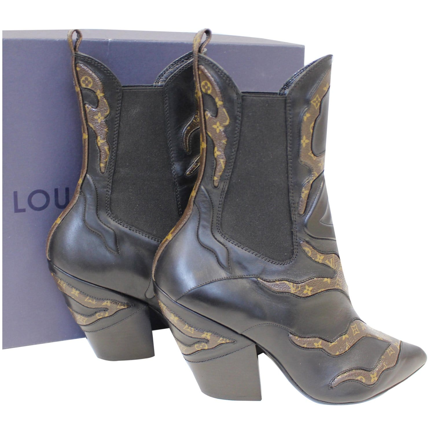 Louis Vuitton Patent Leather Colorblock Pattern Moto Boots - ShopStyle