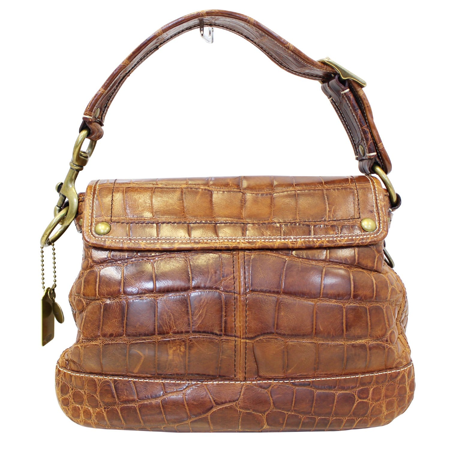 Large Vintage Brown Crocodile Leather Handbag with Two Handles –  donauvintage