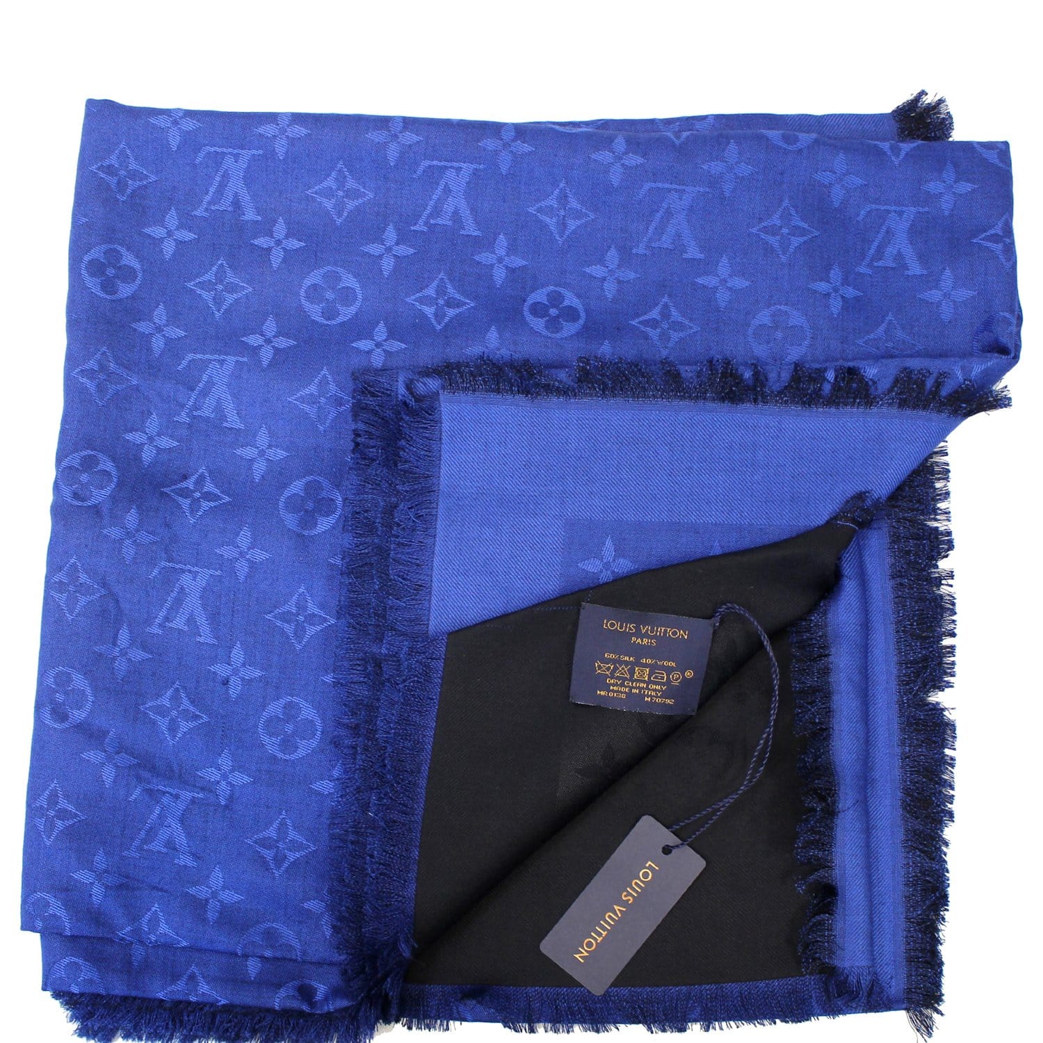 Châle monogram silk neckerchief Louis Vuitton Blue in Silk - 31913236