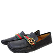 GUCCI Web Stripe Driver Moccasins Loafer Black 450891 US 8