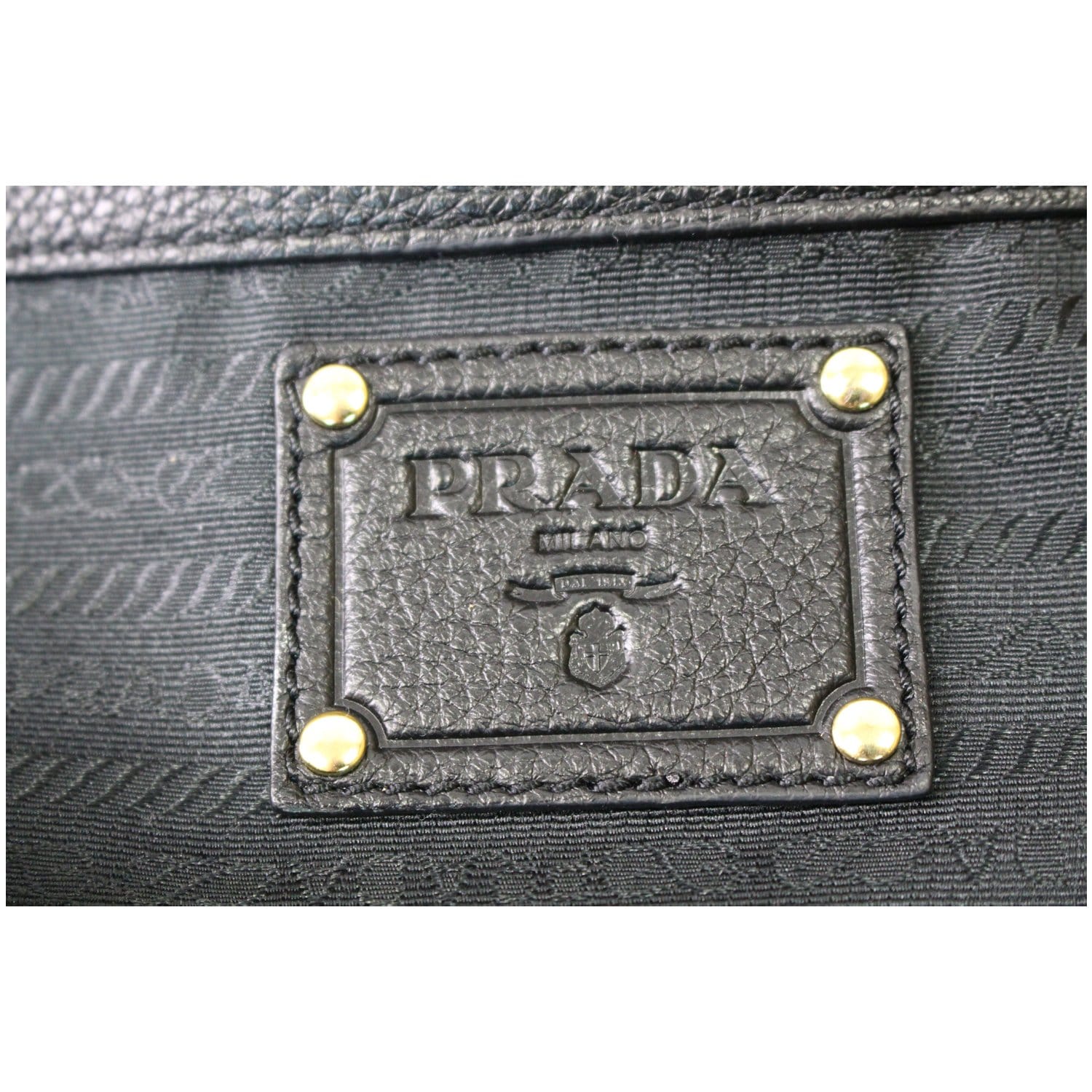 PRADA Black Cervo Leather Dual Drawstring Sound Lock Satchel