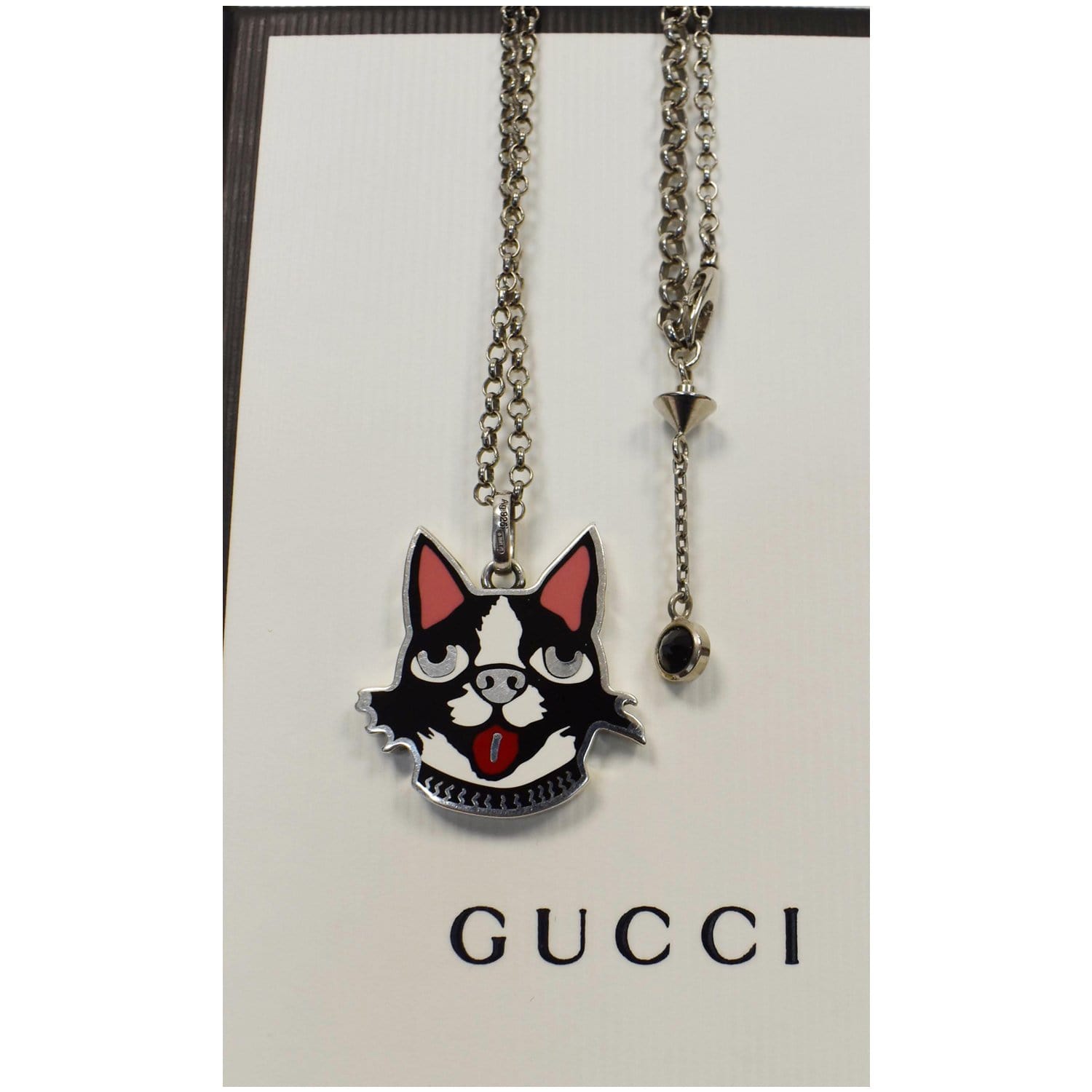 Gucci Enamel Necklace with Gucci Logo