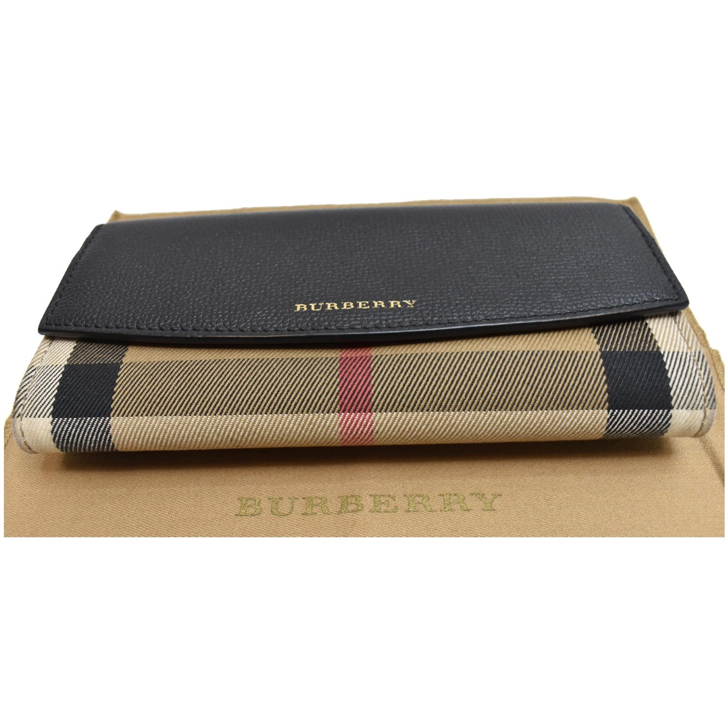 BURBERRY House Check Patent Leather Continental Wallet Black