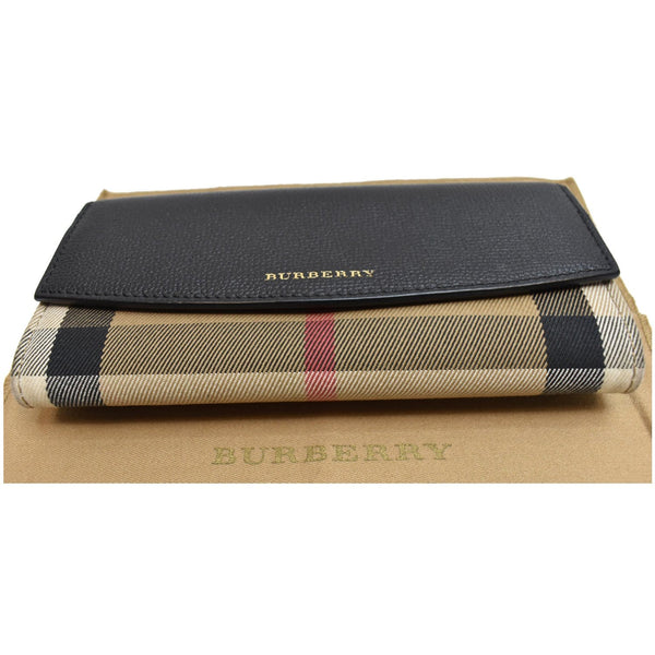 BURBERRY Porter Continental House Check Leather Wallet Black