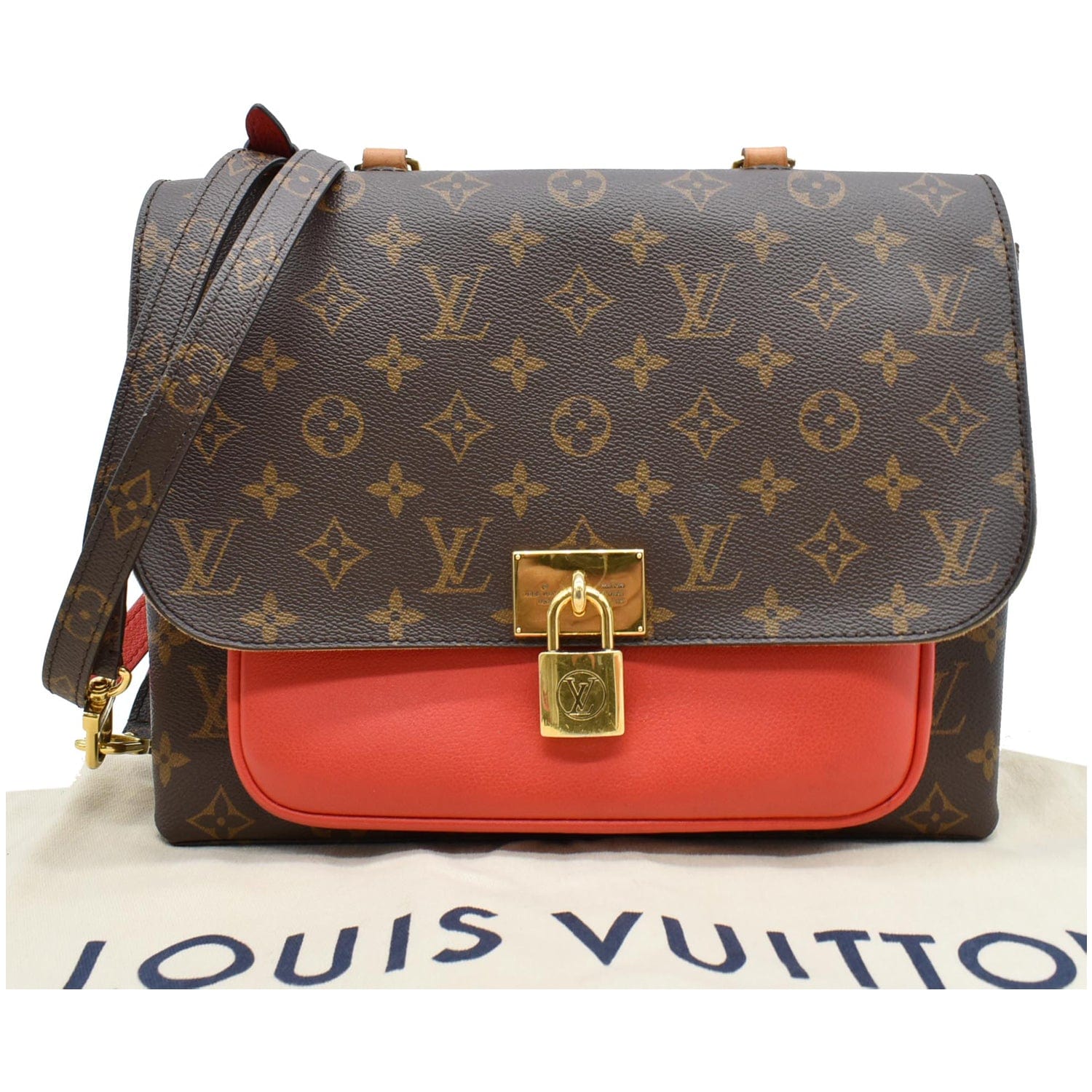 Louis Vuitton Marignan Handbag Monogram Canvas with Leather Brown 214930330