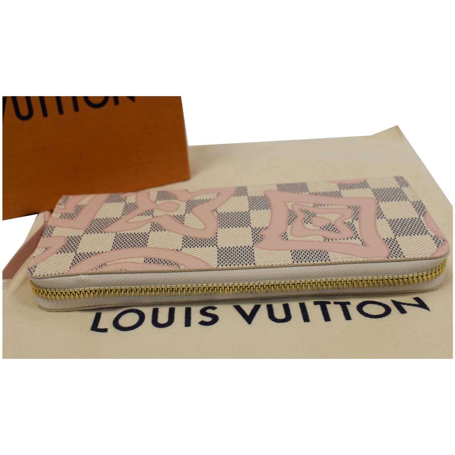 Louis Vuitton Damier Azur Tahitienne Clemence Wallet Zippy Long Zip Around 92lk412s