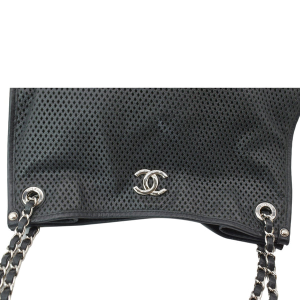 Chanel Perforated Up In The Air Calfskin Tote Bag Black