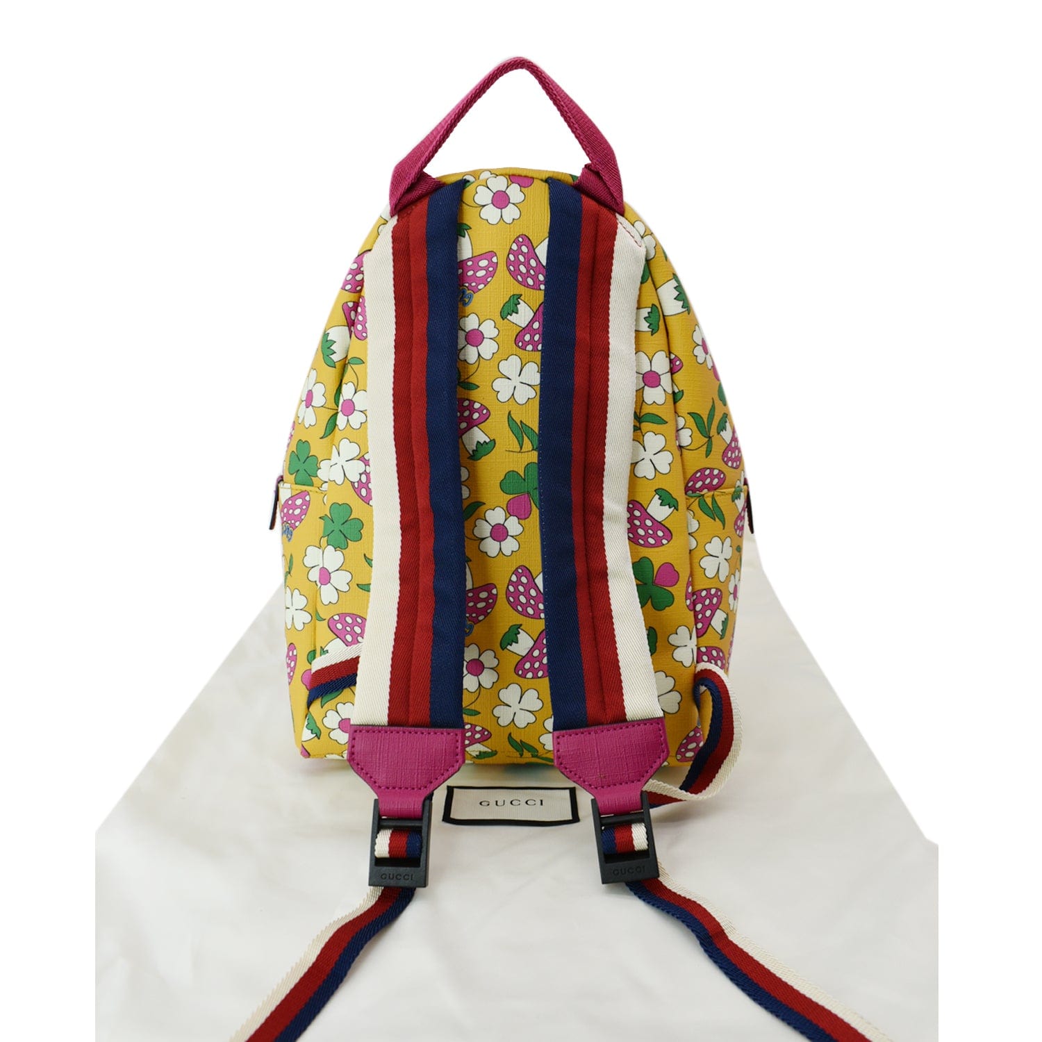 Gucci Zaino Multicolor Canvas Striped Drawstring Tote Backpack