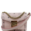 MCM Mini Patricia Visetos Leather Crossbody Bag Powder Pink