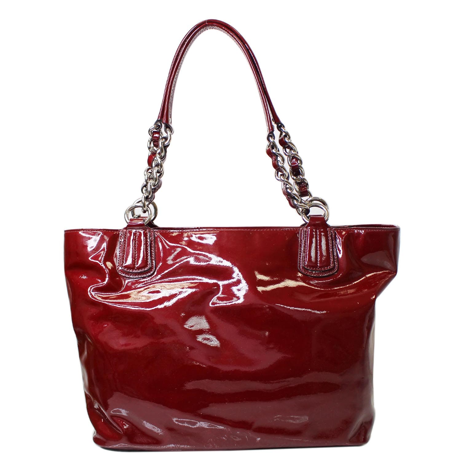 Coach Red/Beige Signature Embossed Patent Leather Peyton Tote Coach | TLC