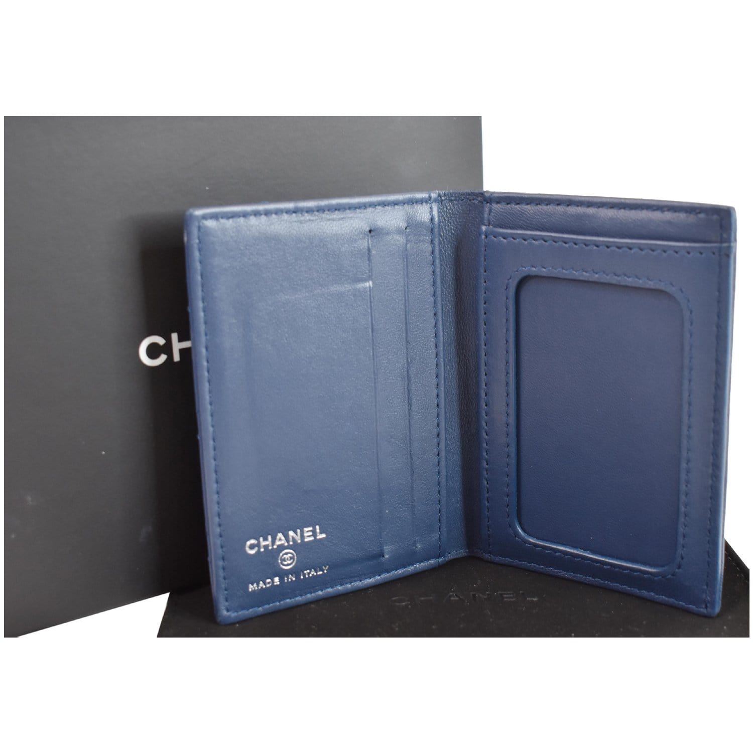 Fauré Le Page - Pay Attention 6cc Wallet Wallet - Embroidered Jacquard Blue Saga & Navy Leather
