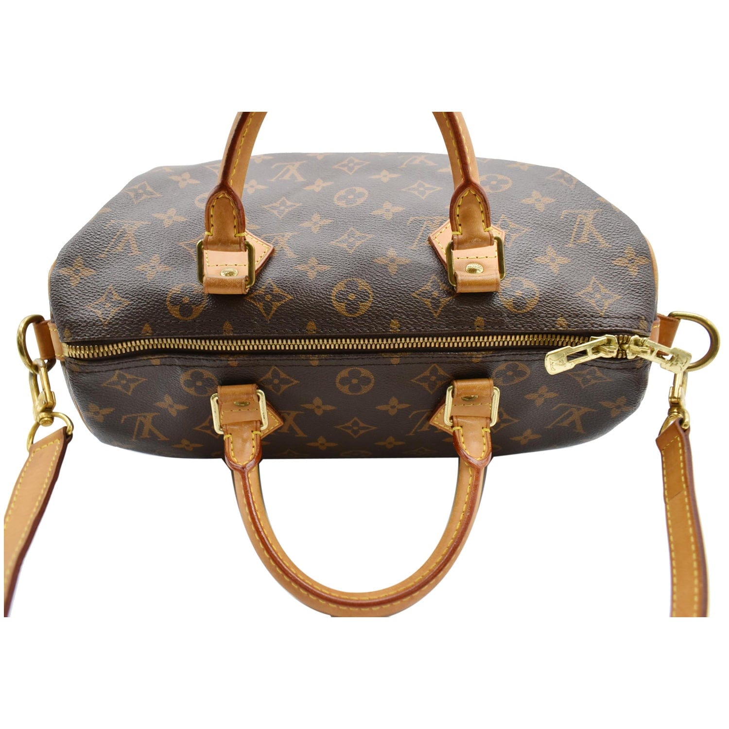 Speedy bandoulière leather handbag Louis Vuitton Brown in Leather - 33097215