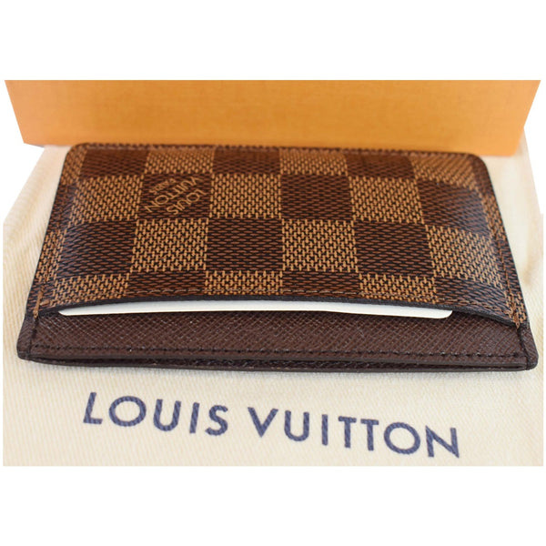 Louis Vuitton Damier Ebene Card Holder Brown For Women - top front view