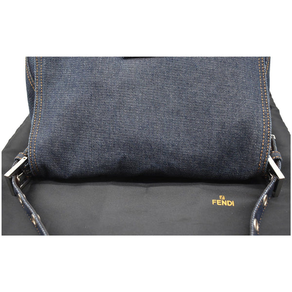 FENDI Baguette Denim Leather Shoulder Bag Blue