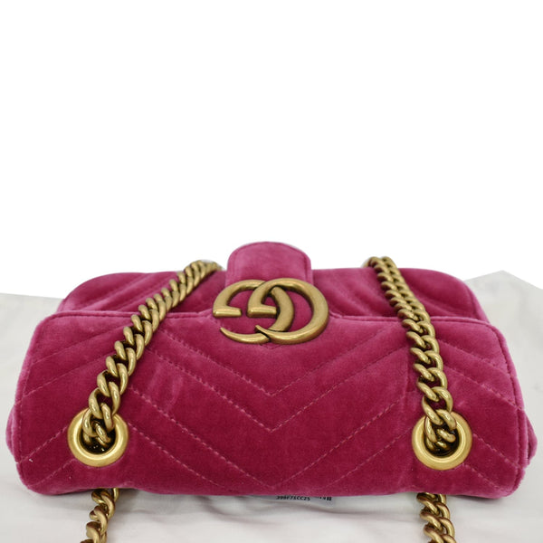 GUCCI GG Marmont Velvet Mini Shoulder Crossbody Bag Pink 446744