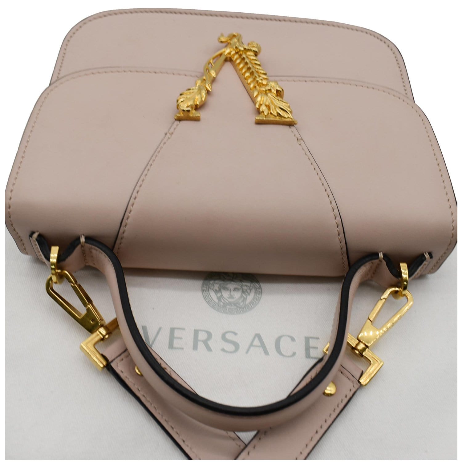 Versace Virtus Velvet Shoulder Bag - Pink